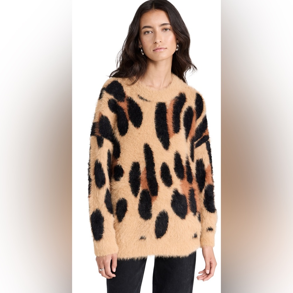 Simon Miller‎ Dozy Sweater In Cheetah Scramble Leopard Brown XXL Fuzzy